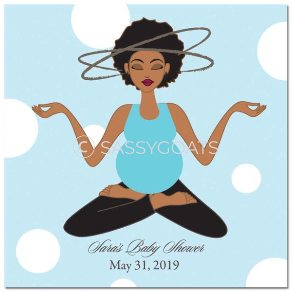 Baby Shower Party And Gift Stickers - Meditating Mommy African American