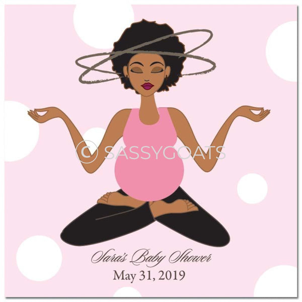 Baby Shower Party And Gift Stickers - Meditating Mommy African American