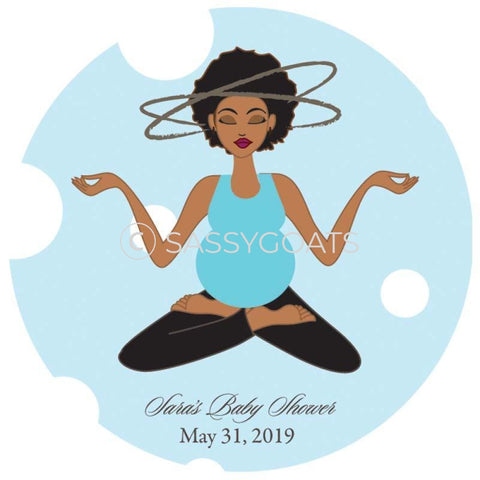 Baby Shower Party And Gift Stickers - Meditating Mommy African American