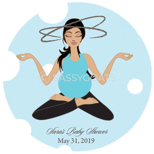 Baby Shower Party And Gift Stickers - Meditating Mommy Brunette