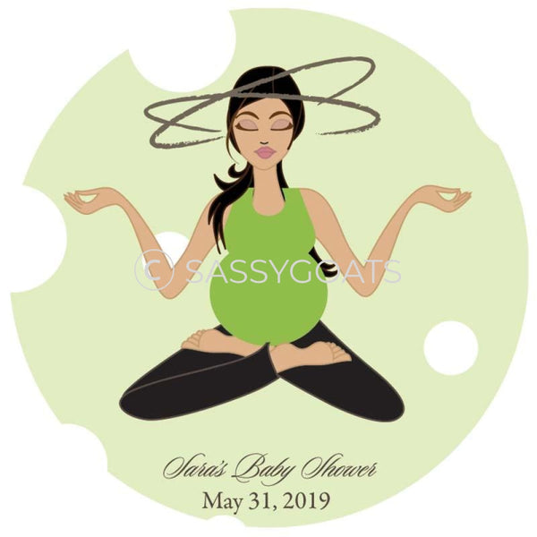 Baby Shower Party And Gift Stickers - Meditating Mommy Brunette