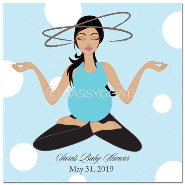 Baby Shower Party And Gift Stickers - Meditating Mommy Brunette