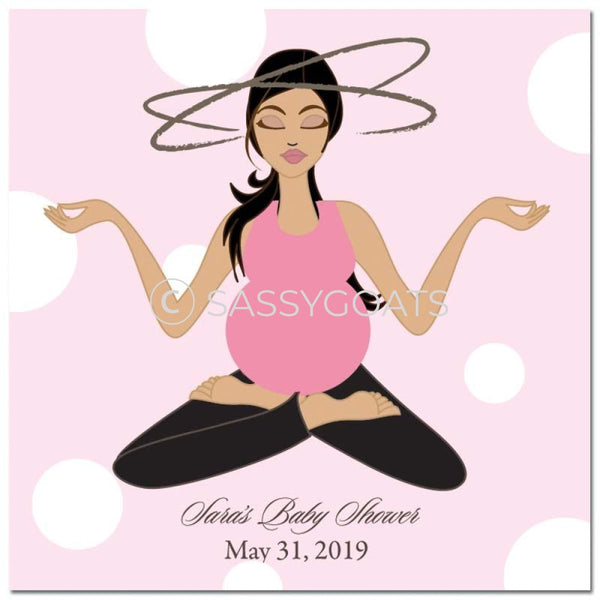 Baby Shower Party And Gift Stickers - Meditating Mommy Brunette