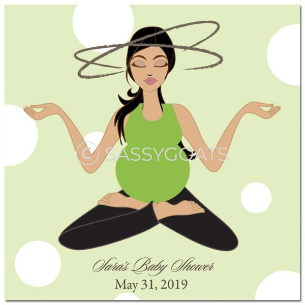 Baby Shower Party And Gift Stickers - Meditating Mommy Brunette