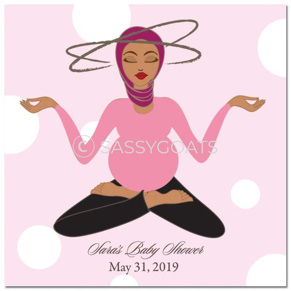 Baby Shower Party And Gift Stickers - Meditating Mommy Headscarf Hijab
