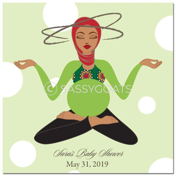 Baby Shower Party And Gift Stickers - Meditating Mommy Headscarf Hijab