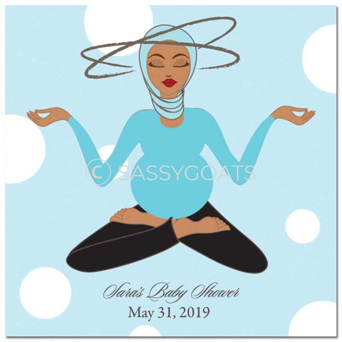 Baby Shower Party And Gift Stickers - Meditating Mommy Headscarf Hijab