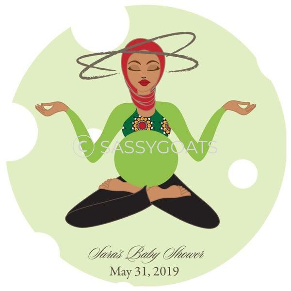Baby Shower Party And Gift Stickers - Meditating Mommy Headscarf Hijab