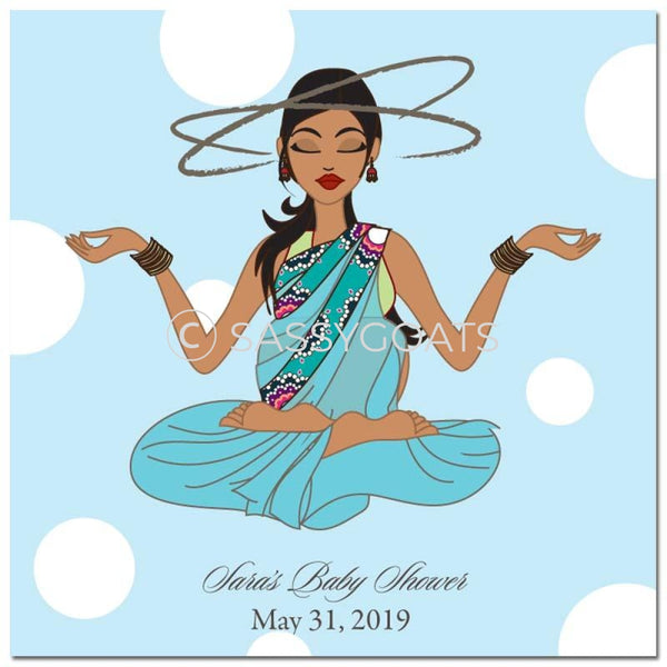 Baby Shower Party And Gift Stickers - Meditating Mommy South Asian