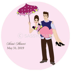 Baby Shower Party And Gift Stickers - Mommy Cargo Brunette