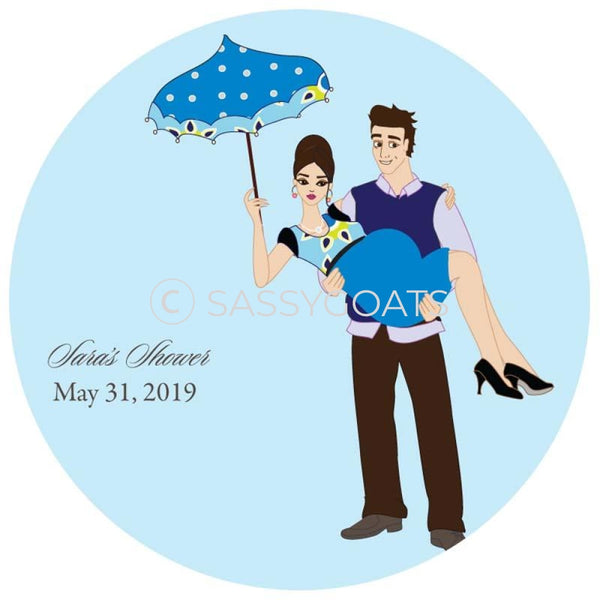 Baby Shower Party And Gift Stickers - Mommy Cargo Brunette
