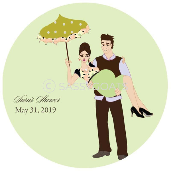 Baby Shower Party And Gift Stickers - Mommy Cargo Brunette