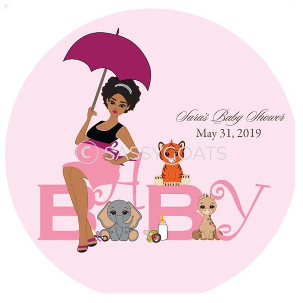 Baby Shower Party And Gift Stickers - Safari Animals African American