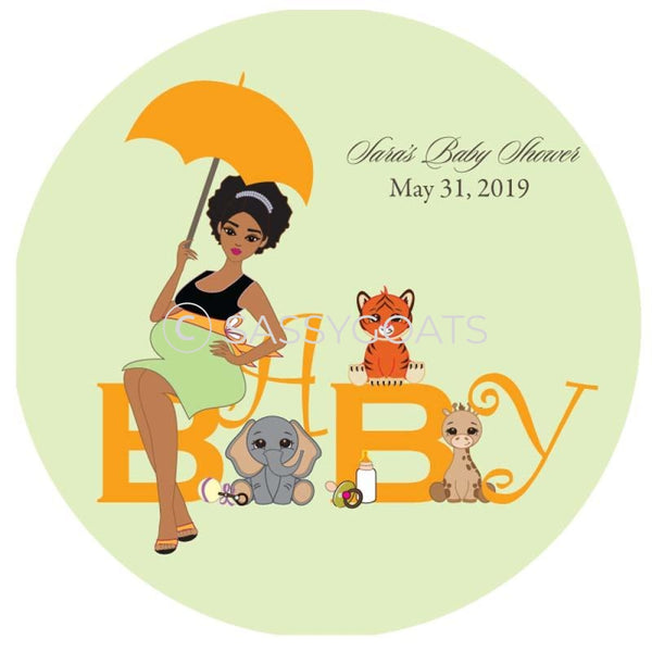 Baby Shower Party And Gift Stickers - Safari Animals African American
