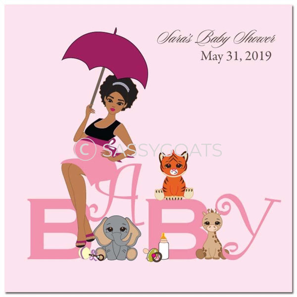 Baby Shower Party And Gift Stickers - Safari Animals African American