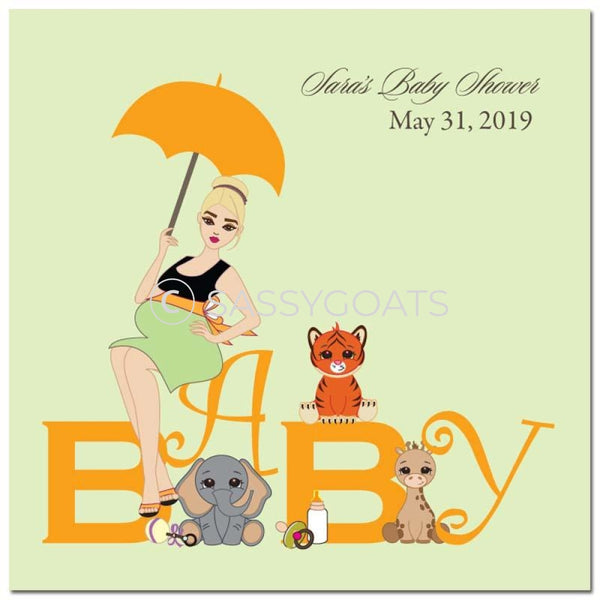 Baby Shower Party And Gift Stickers - Safari Animals Blonde