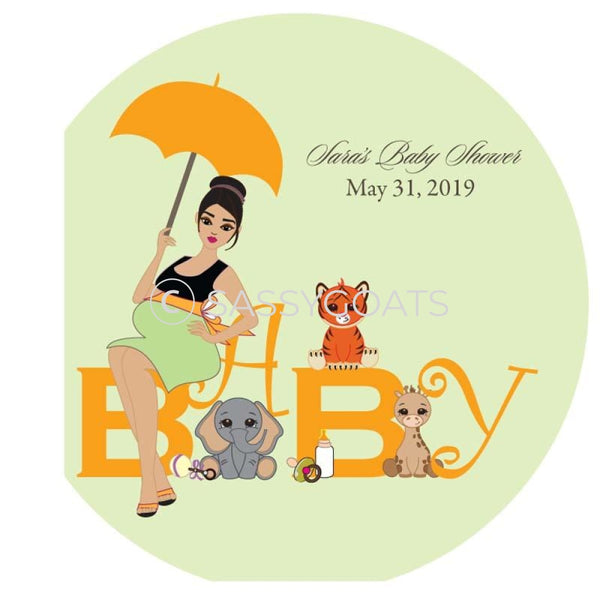 Baby Shower Party And Gift Stickers - Safari Animals Brunette