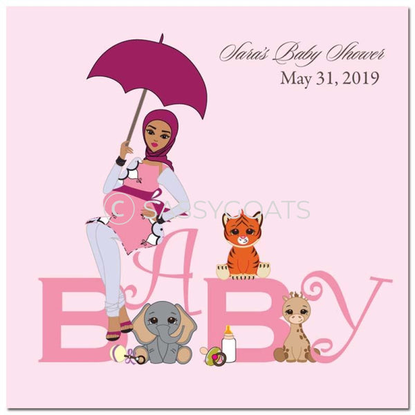 Baby Shower Party And Gift Stickers - Safari Animals Headscarf Hijab