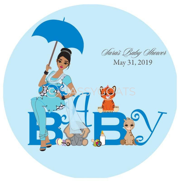 Baby Shower Party And Gift Stickers - Safari Animals South Asian