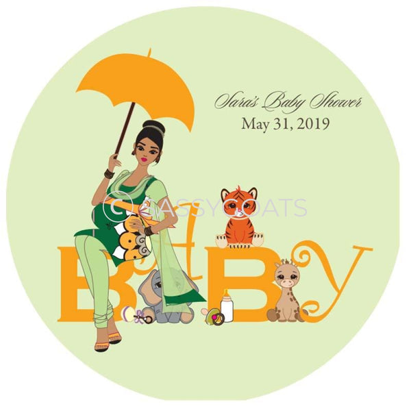 Baby Shower Party And Gift Stickers - Safari Animals South Asian