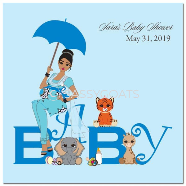Baby Shower Party And Gift Stickers - Safari Animals South Asian
