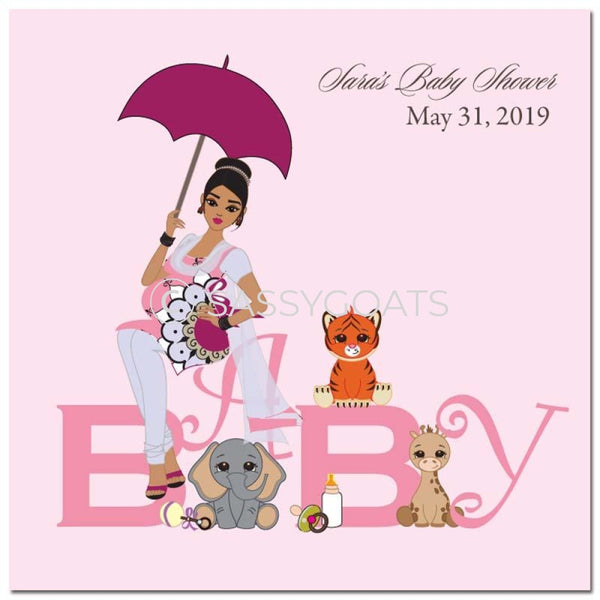 Baby Shower Party And Gift Stickers - Safari Animals South Asian