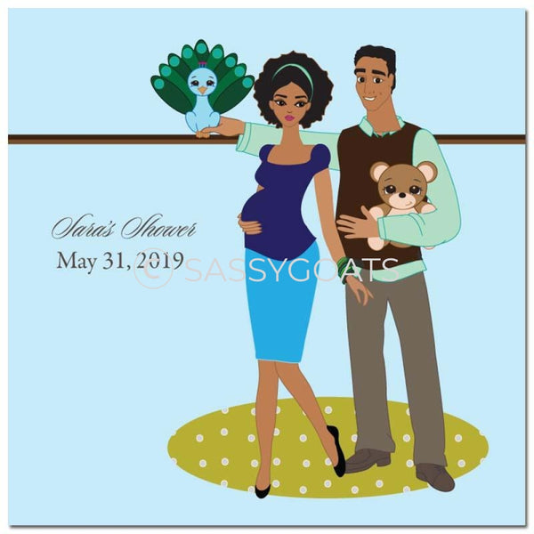 Baby Shower Party And Gift Stickers - Shelf African American