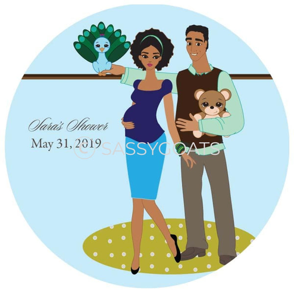 Baby Shower Party And Gift Stickers - Shelf African American