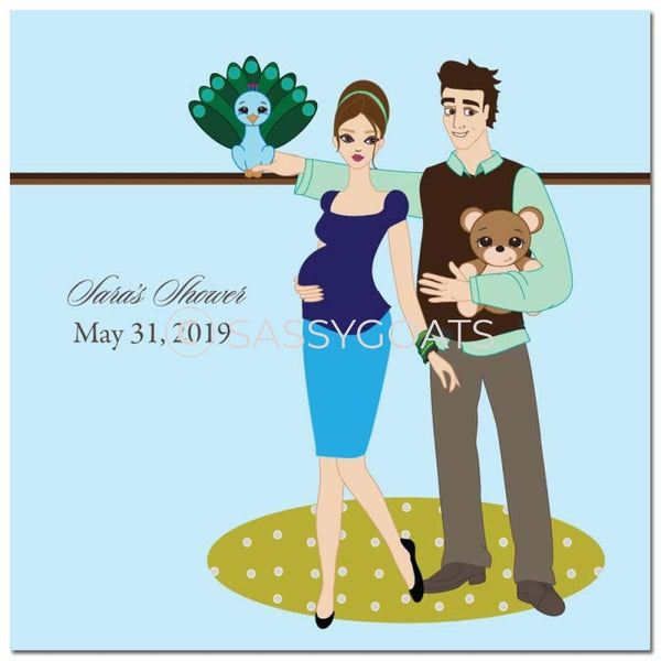 Baby Shower Party And Gift Stickers - Shelf Brunette
