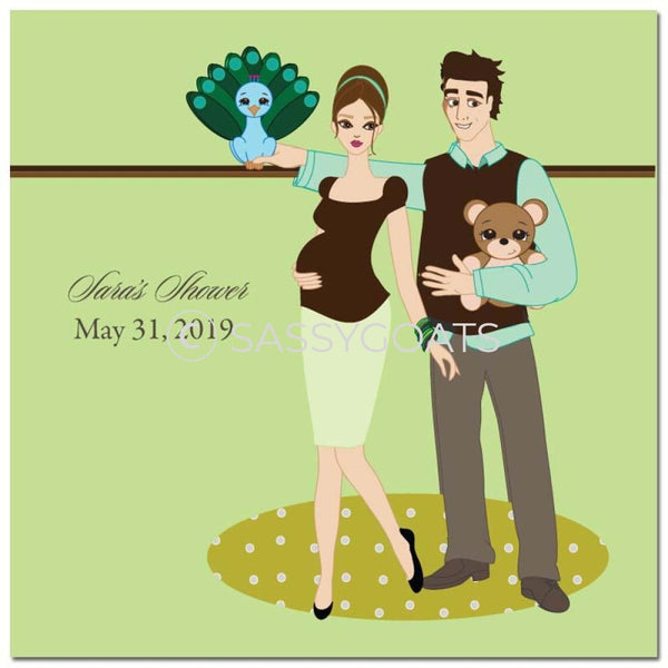 Baby Shower Party And Gift Stickers - Shelf Brunette