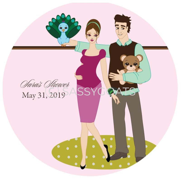 Baby Shower Party And Gift Stickers - Shelf Brunette