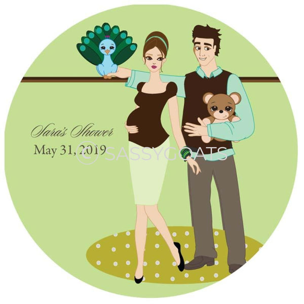 Baby Shower Party And Gift Stickers - Shelf Brunette
