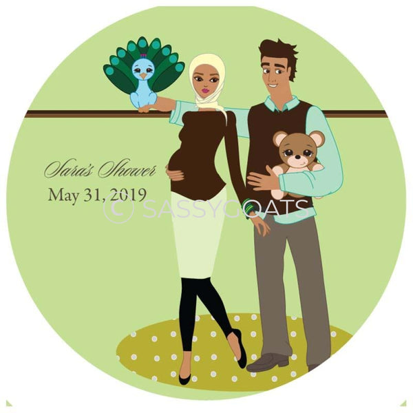 Baby Shower Party And Gift Stickers - Shelf Headscarf Hijab