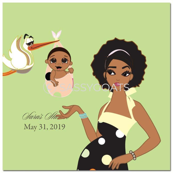 Baby Shower Party And Gift Stickers - Spring Delivery African American
