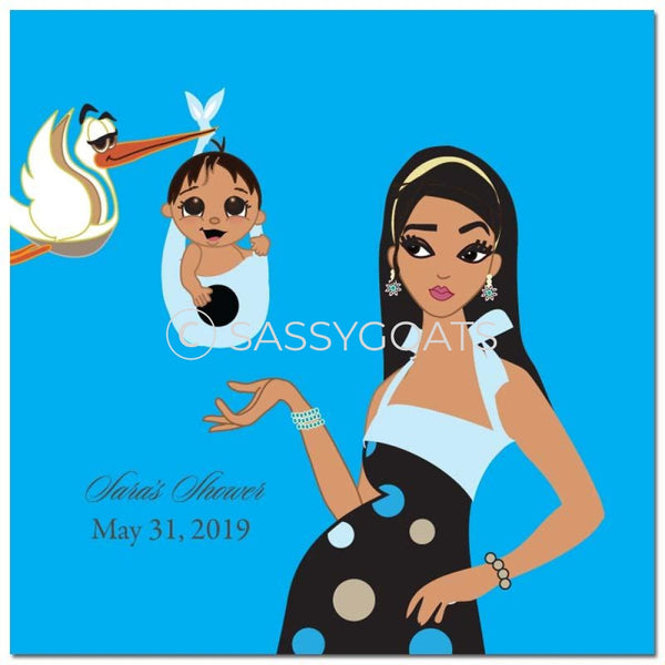 Baby Shower Party And Gift Stickers - Spring Delivery Brunette