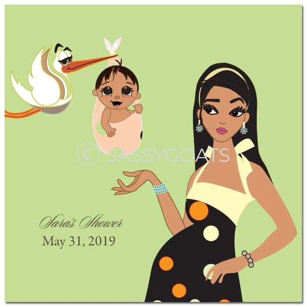 Baby Shower Party And Gift Stickers - Spring Delivery Brunette