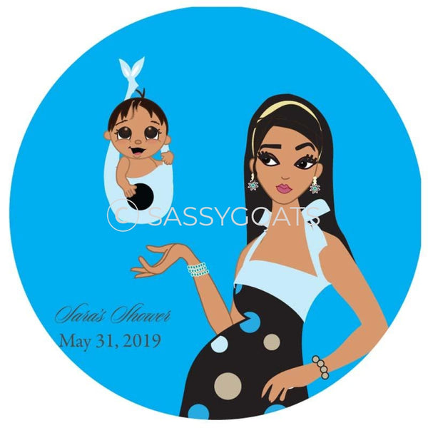 Baby Shower Party And Gift Stickers - Spring Delivery Brunette