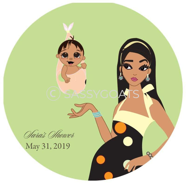 Baby Shower Party And Gift Stickers - Spring Delivery Brunette