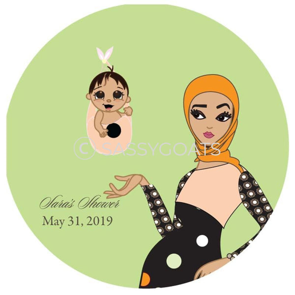 Baby Shower Party And Gift Stickers - Spring Delivery Headscarf Hijab