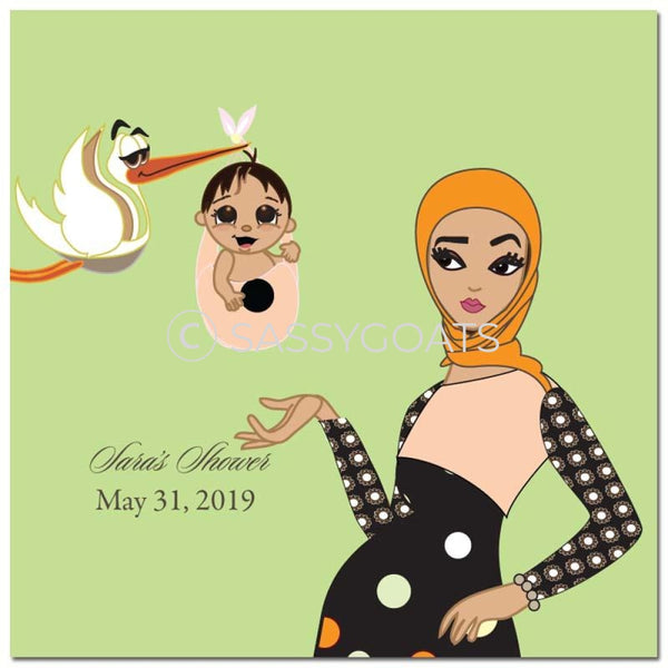 Baby Shower Party And Gift Stickers - Spring Delivery Headscarf Hijab