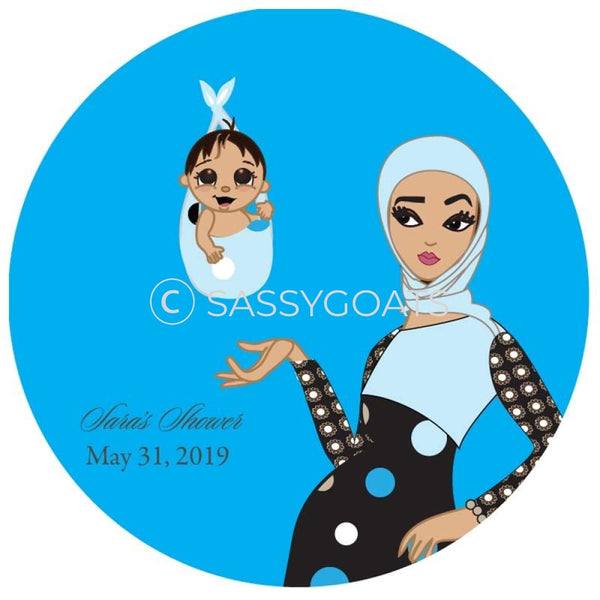 Baby Shower Party And Gift Stickers - Spring Delivery Headscarf Hijab