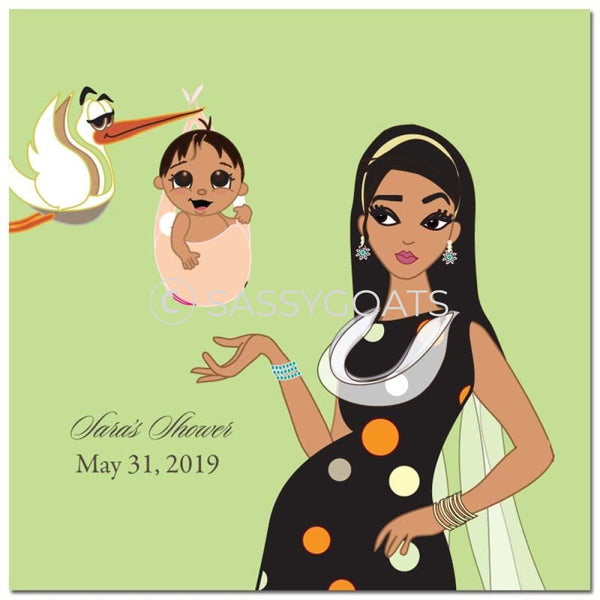 Baby Shower Party And Gift Stickers - Spring Delivery South Asian
