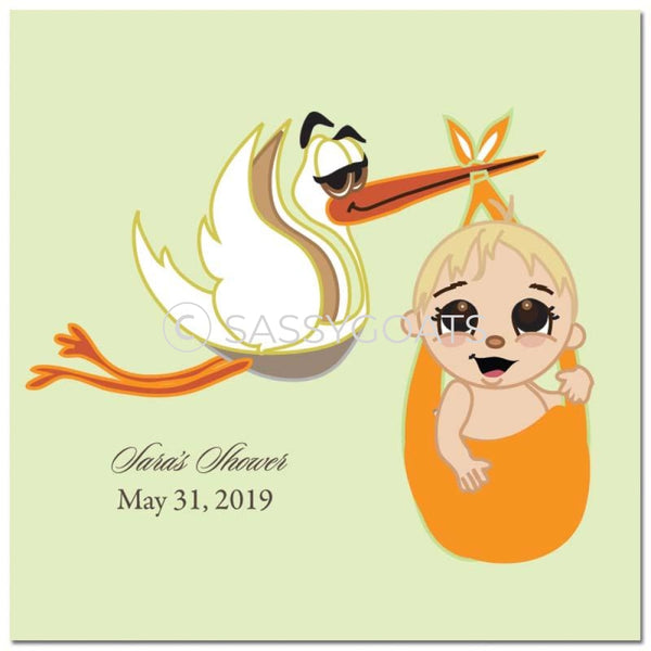 Baby Shower Party And Gift Stickers - Stork Mommy Blonde