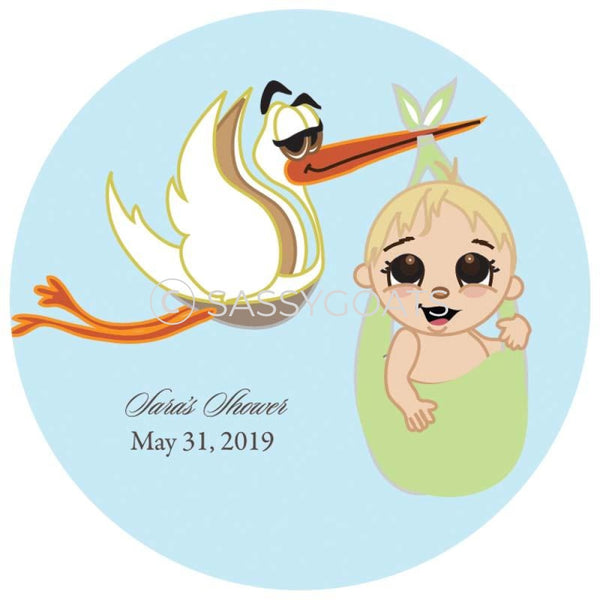 Baby Shower Party And Gift Stickers - Stork Mommy Blonde