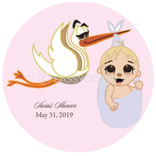 Baby Shower Party And Gift Stickers - Stork Mommy Blonde