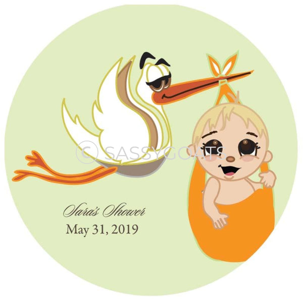 Baby Shower Party And Gift Stickers - Stork Mommy Blonde