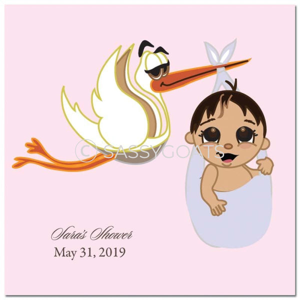 Baby Shower Party And Gift Stickers - Stork Mommy Headscarf Hijab