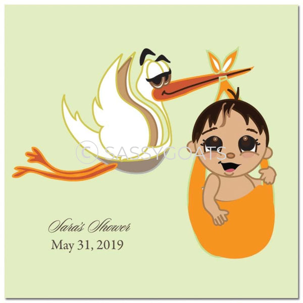 Baby Shower Party And Gift Stickers - Stork Mommy Headscarf Hijab