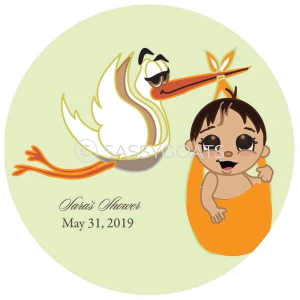 Baby Shower Party And Gift Stickers - Stork Mommy Headscarf Hijab