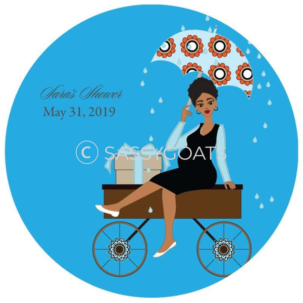 Baby Shower Party And Gift Stickers - Wagon Diva African American